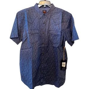 Moon shine blue black paisley covered snaps 100% cotton sleeve 5 inches pockets
